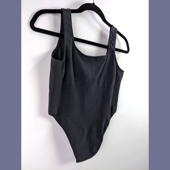 SKIMS Plus Size 4X-5X Contour Lounge High Cut Bodysuit Onyx Dark Gray Black - Picture 2 of 5